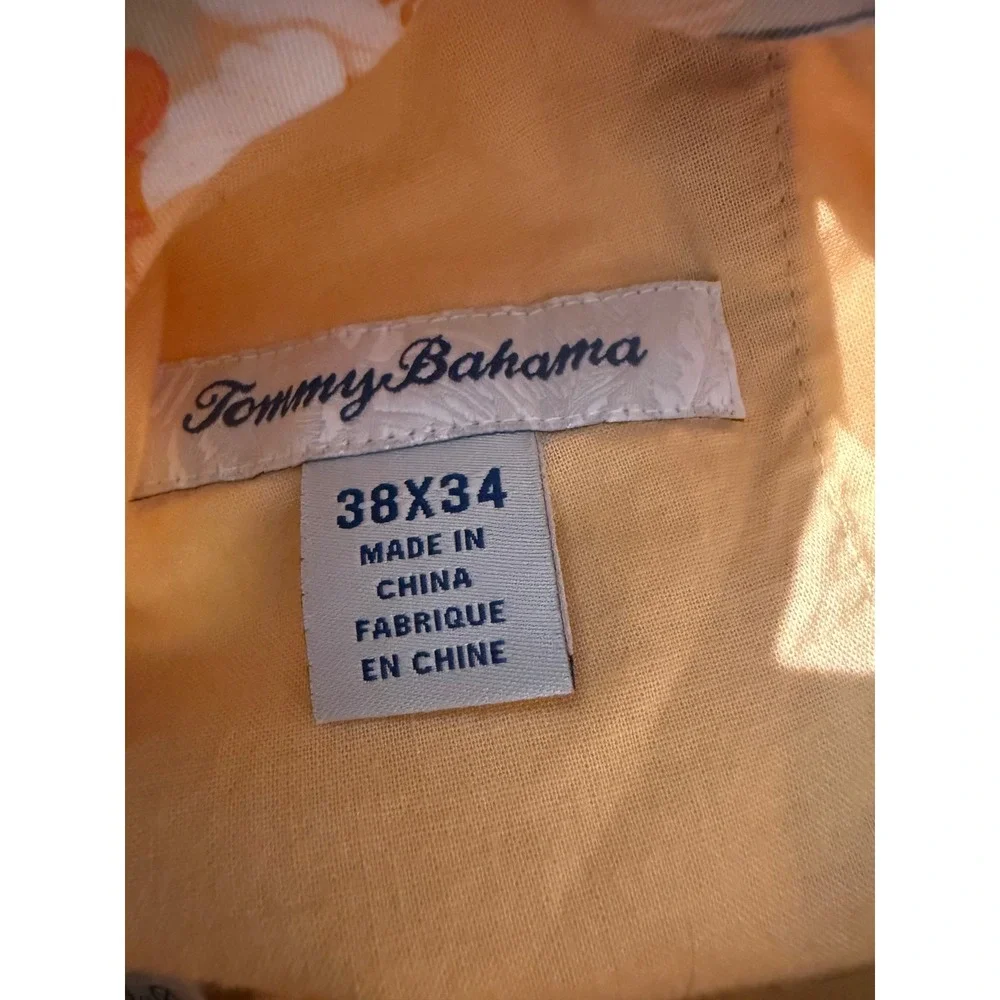 Tommy Bahama Silk Cotton Pleated Dress Pants Tan Khaki 38x34 Straight Leg
